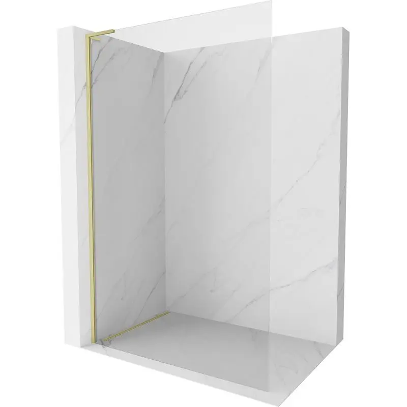 MEXEN/S Kioto-X L Sprchová zástěna WALK-IN 90 x 200, transparent 10 mm, zlato kartáčovaná 800-090-107-55-00-X