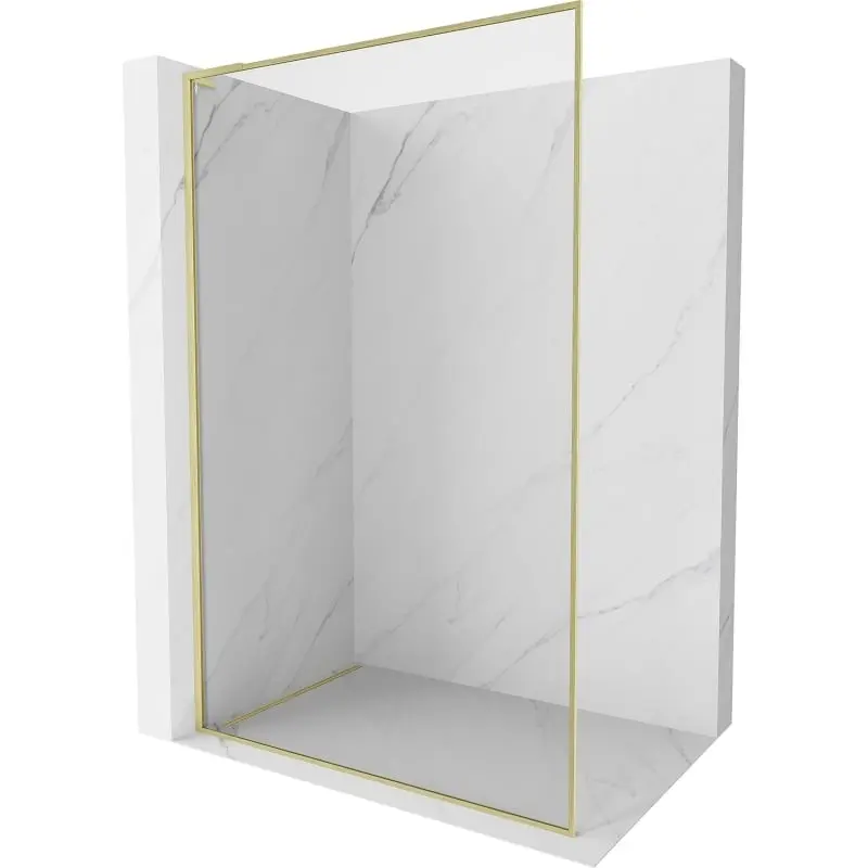 MEXEN/S Kioto-F L Sprchová zástěna WALK-IN s rámem 95 x 202, transparent 8 mm, zlato kartáčovaná 800-095-174-55-00