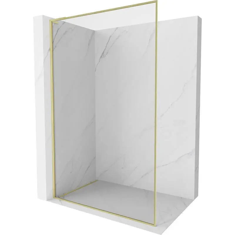 MEXEN/S Kioto-F L Sprchová zástěna WALK-IN s rámem 115 x 202, transparent 8 mm, zlato kartáčovaná 800-115-174-55-00
