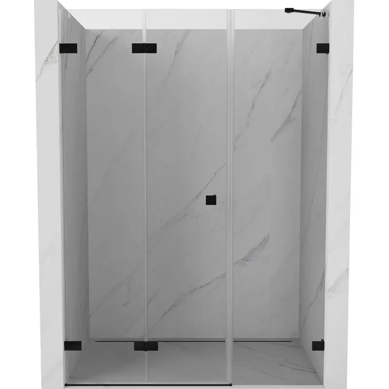 MEXEN/S Lunar-F skládací sprchové dveře levé 140, transparent, černá 836S-140-050-70-00-L