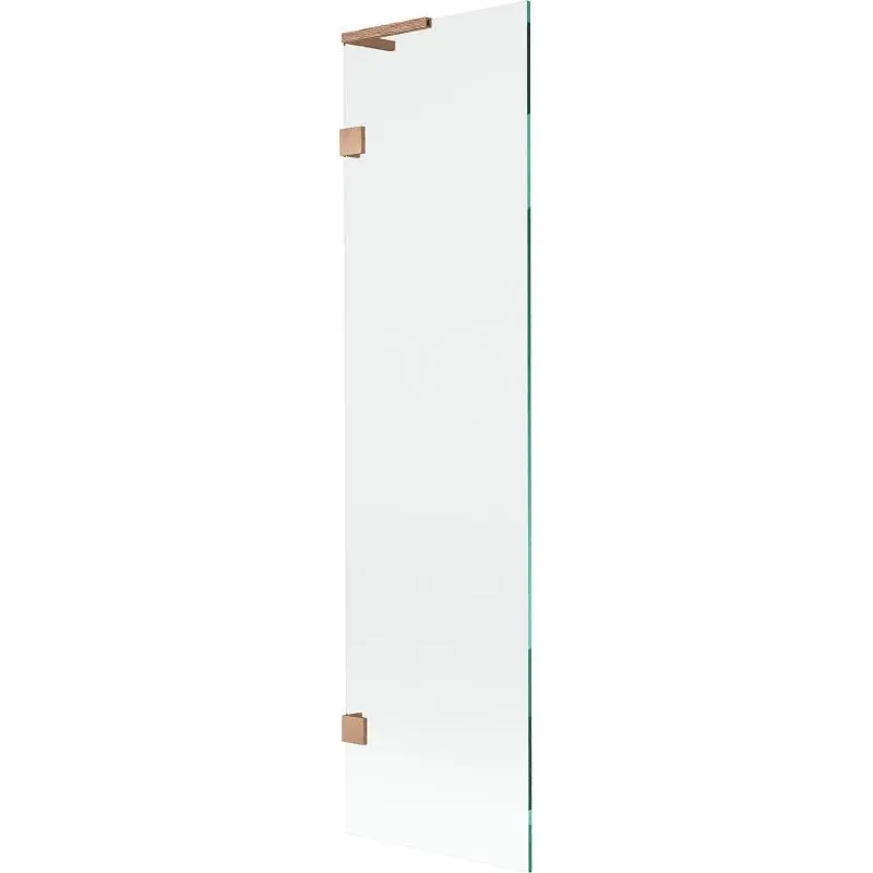 MEXEN/S Lunar L vanová zástěna FIX 50 x 150, transparent, měď kartáčovaná 897L-050-000-65-00
