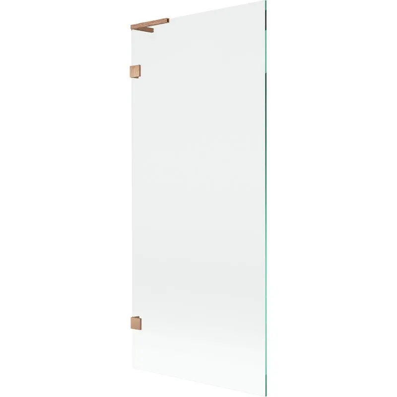 MEXEN/S Lunar L vanová zástěna FIX 80 x 150, transparent, měď kartáčovaná 897L-080-000-65-00