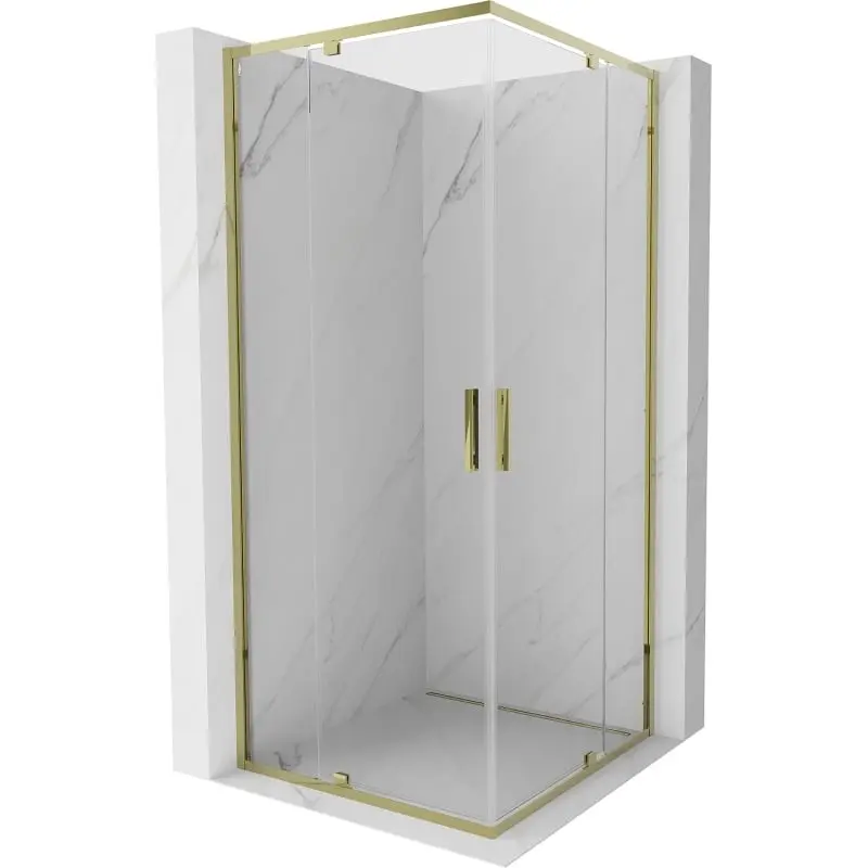 MEXEN Exo čtvercový křídlový sprchový kout 100 x 100, transparent, zlato 8110-100-100-50-00