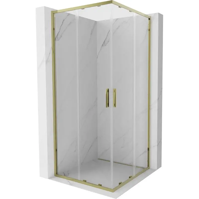 MEXEN Exo čtvercový posuvný sprchový kout 80 x 80, transparent, zlato 8111-080-080-50-00
