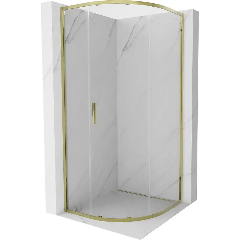 MEXEN Exo čtvrtkruhový posuvný sprchový kout 90 x 90, transparent, zlato 8131-090-090-50-00