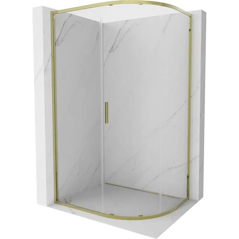 MEXEN Exo čtvrtkruhový posuvný sprchový kout 100 x 80, transparent, zlato 8131-100-080-50-00