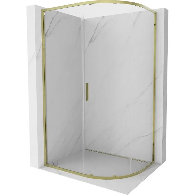 MEXEN Exo čtvrtkruhový posuvný sprchový kout 100 x 90, transparent, zlato 8131-100-090-50-00