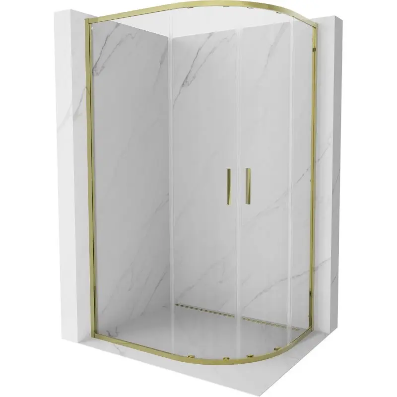 Mexen Exo čtvrtkruhový posuvný sprchový kout 90 x 80, transparent, zlato 8132-090-080-50-00
