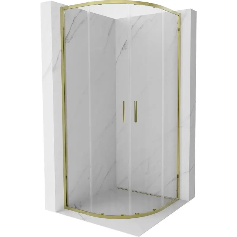 MEXEN Exo čtvrtkruhový posuvný sprchový kout 100 x 100, transparent, zlato 8132-100-100-50-00