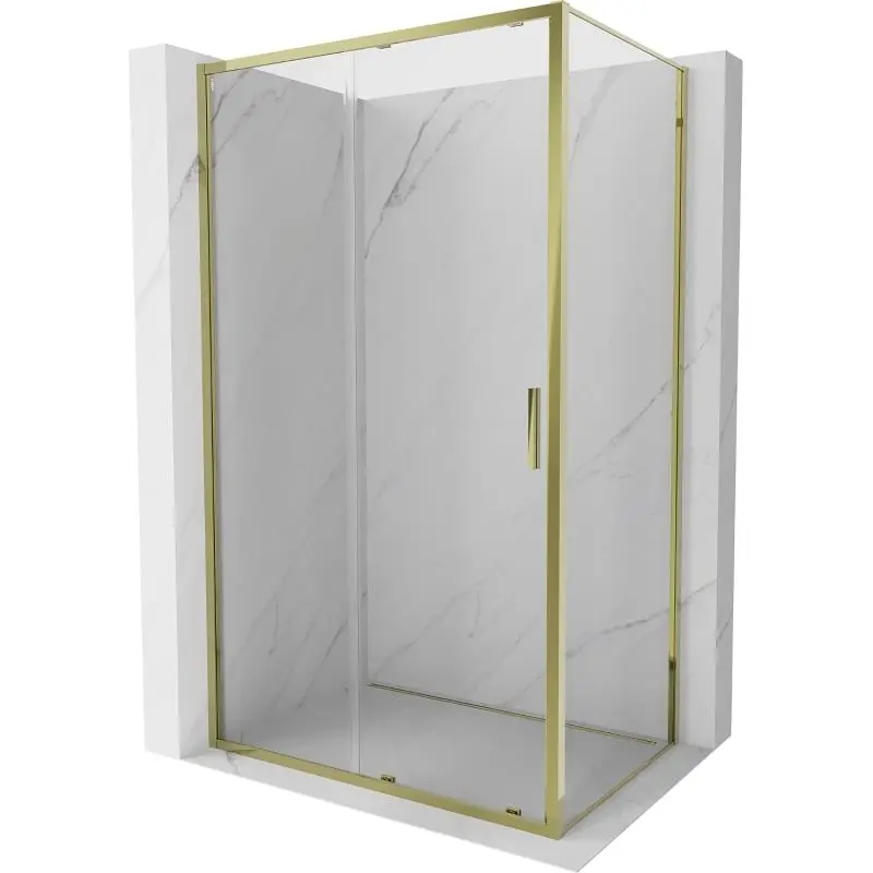 MEXEN/S Exo sprchový kout, posuvné dveře 90 x 85, transparent, zlato 8151-090-085-50-00