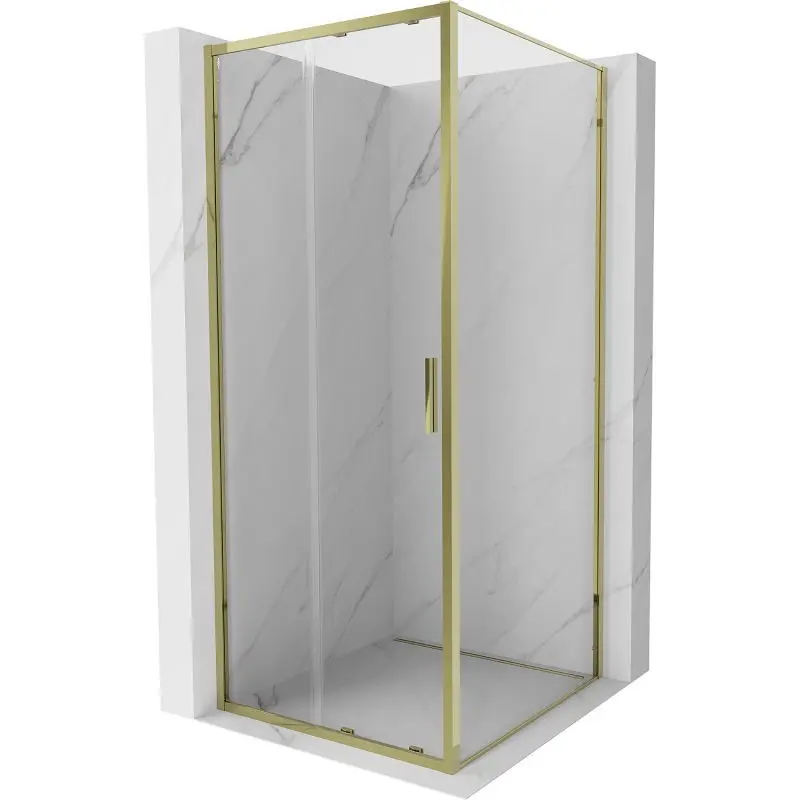 MEXEN/S Exo sprchový kout, posuvné dveře 90 x 90, transparent, zlato 8151-090-090-50-00
