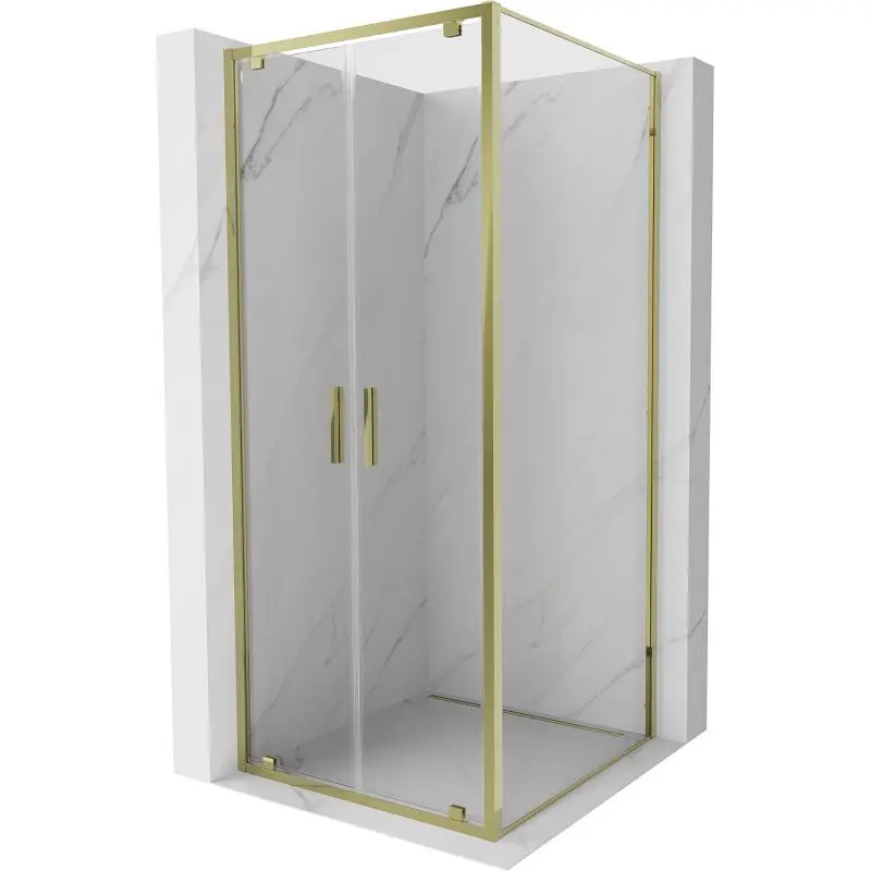 MEXEN/S Exo sprchový kout dveře křídlové 70 x 70, transparent, zlato 8182-070-070-50-00