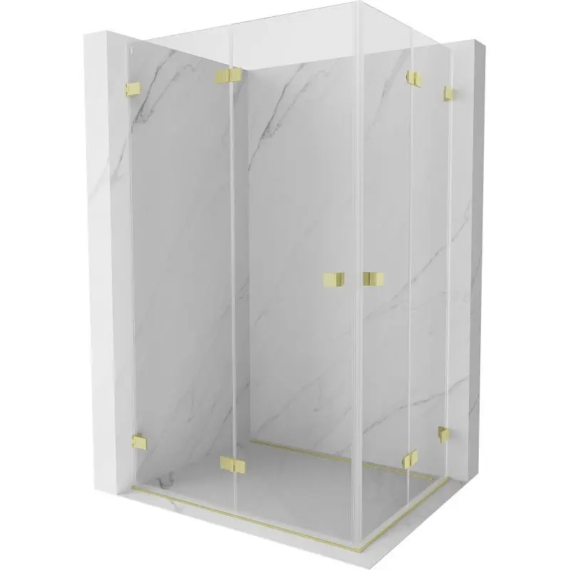 MEXEN/S Lunar-F Duo sprchový kout skládací dveře 95 x 90, transparent, zlato kartáčovaná 836-095L-090P-55-00