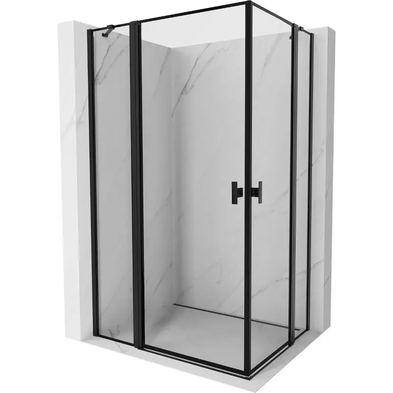 MEXEN/S Mist Duo sprchový kout dveře křídlové 120 x 70, černý okraj, černá 8A4-120L-070P-70-70