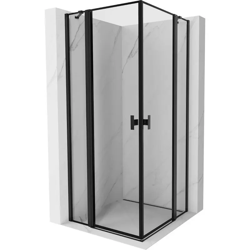 MEXEN/S Mist Duo sprchový kout dveře křídlové 120 x 120, černý okraj, černá 8A4-120L-120P-70-70