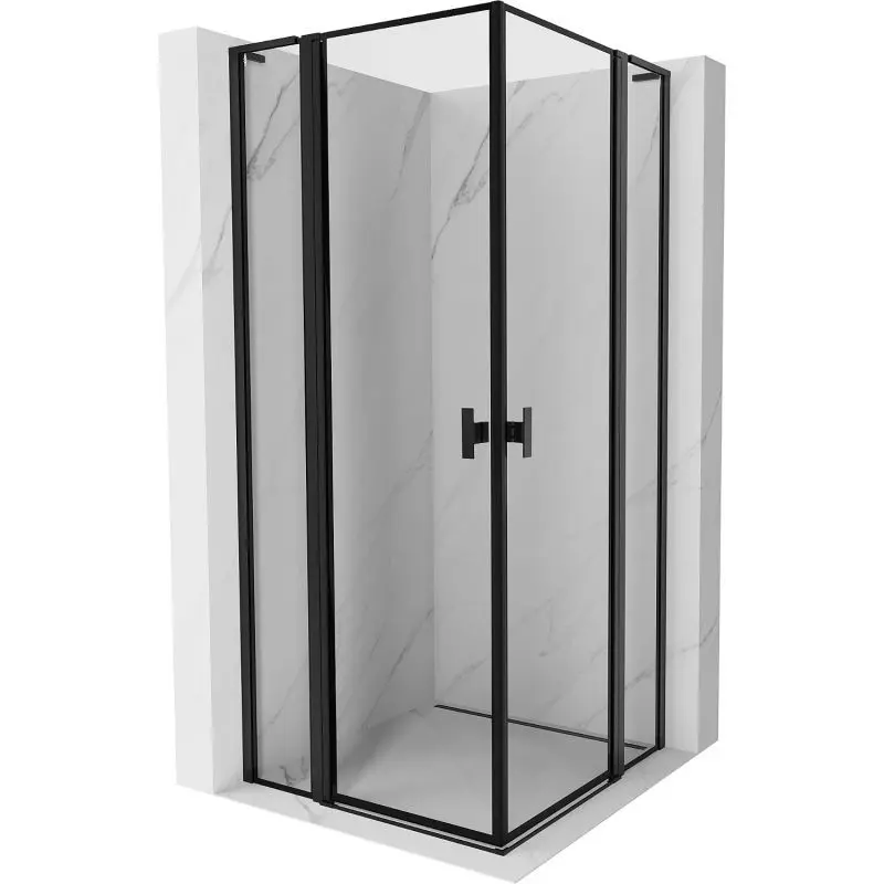MEXEN/S Mist L Duo sprchový kout dveře křídlové 120 x 120, černý okraj, černá 8A4L-120L-120P-70-70