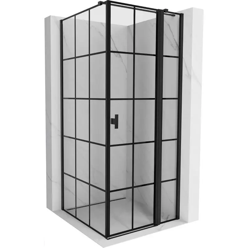 MEXEN/S Mist T sprchový kout dveře křídlové pravá 110 x 110, černá dekor, černá 8A4T-110-110-70-77-P