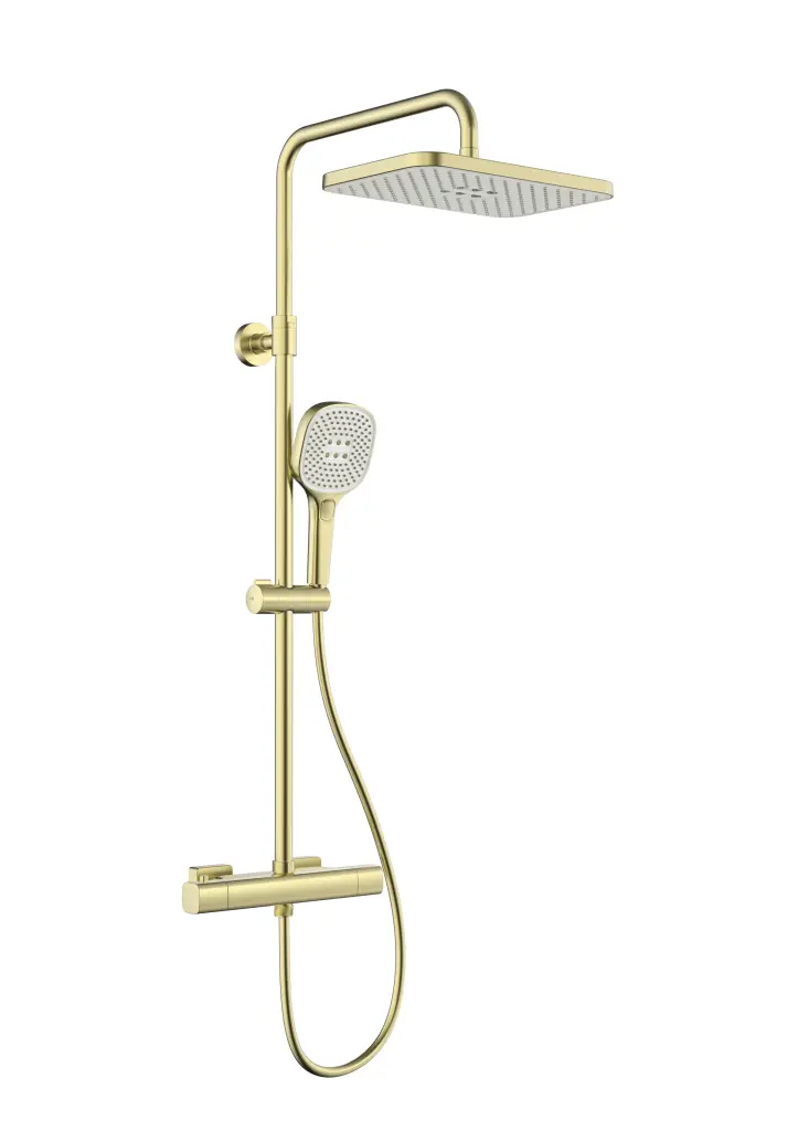 KFA Malaga sprcha s termostatickou baterií, dešťová, nástěnná, PVD brushed gold 5756-910-31