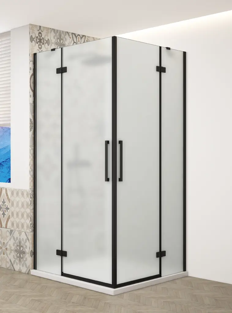 GELCO TRINITY BLACK čtvercový kout 800x800 rohový vstup, matné sklo, GT2280-80M-B GT2280-80M-B