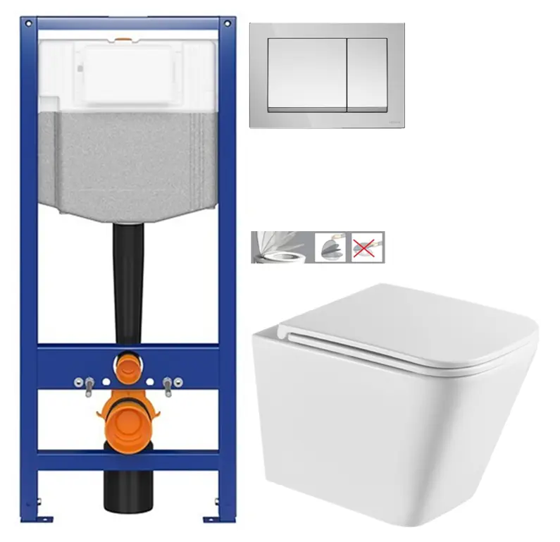 CERSANIT předstěnový instalační systém s tlačítkem chrom K97-509 + WC INVENA FLORINA /VÍROVÉ SPLACH/ WITH SOFT, včetně soft/close sedátka K97-526 509 FL1