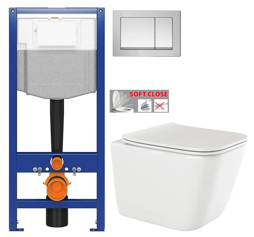 CERSANIT předstěnový instalační systém s tlačítkem chrom K97-509 + WC INVENA PAROS  + SEDÁTKO K97-526 509 RO1