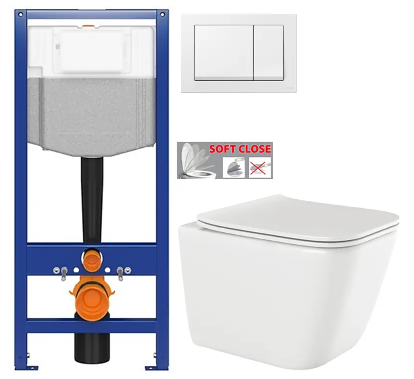 CERSANIT předstěnový instalační systém s bílym tlačítkem K97-516 + WC INVENA PAROS  + SEDÁTKO K97-526 516 RO1
