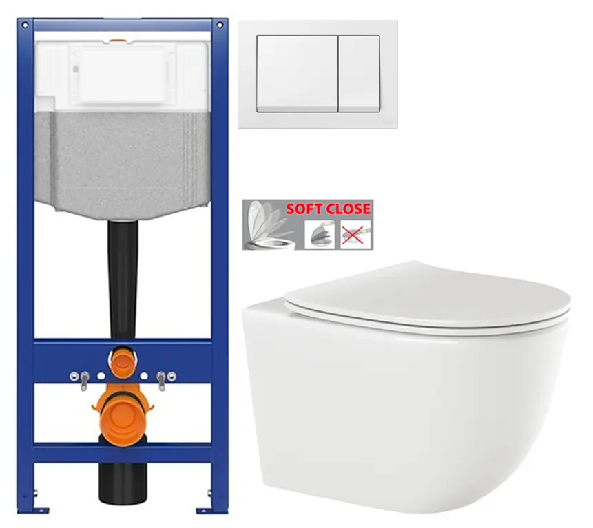 CERSANIT předstěnový instalační systém s bílym tlačítkem K97-516 + WC INVENA TINOS  + SEDÁTKO K97-526 516 NO1