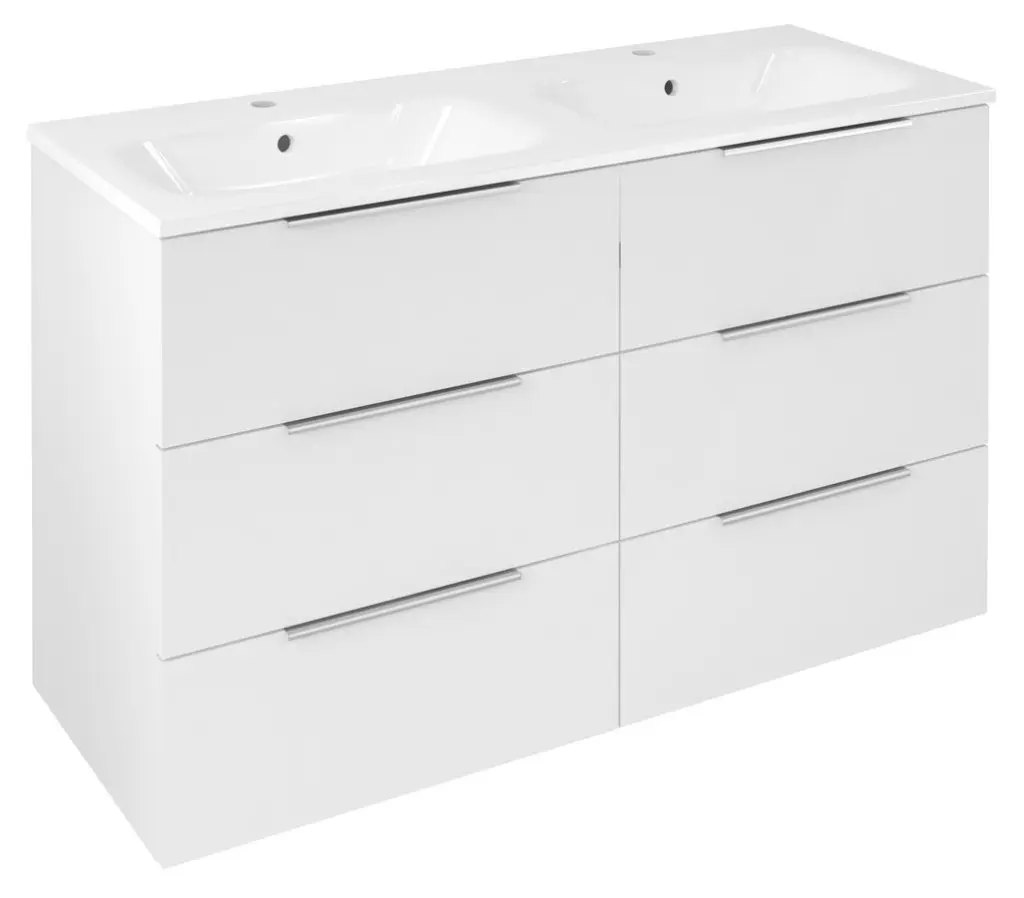 Sapho CIRASA umyvadlová skříňka 118,4x75x46cm, 3x zásuvka, bílá lesk