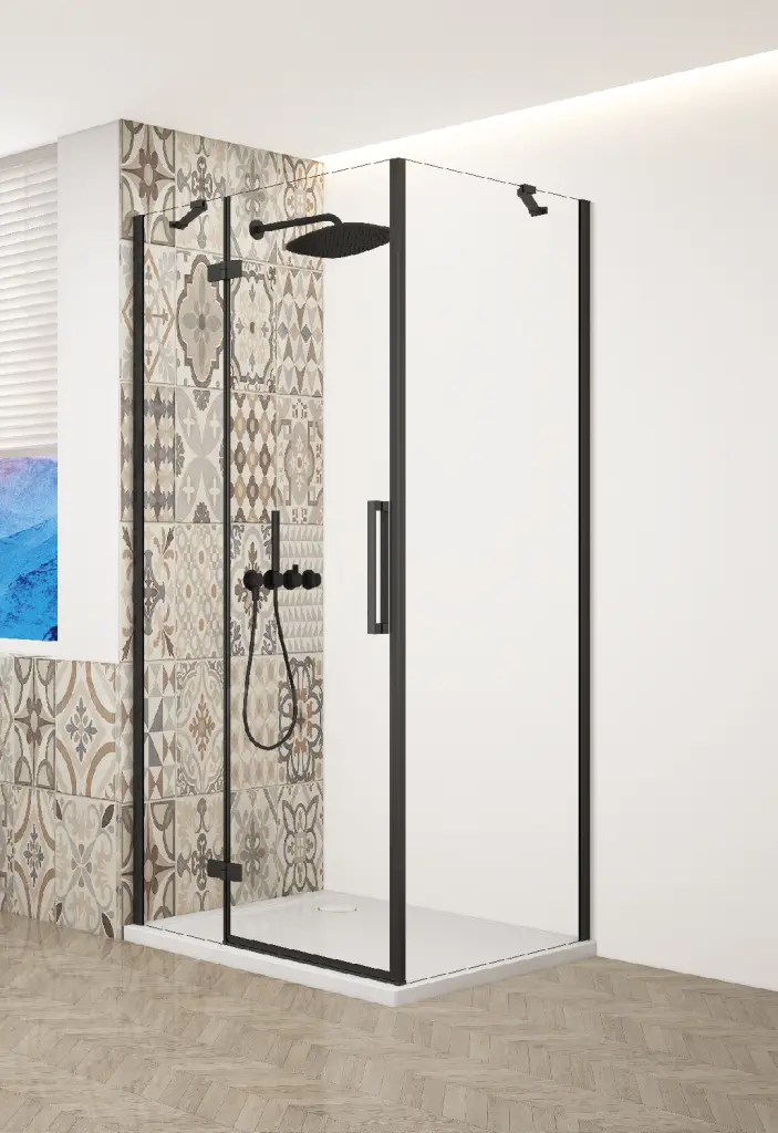 GELCO TRINITY BLACK čtvercový kout 900x900 levý, čiré sklo, GT5690-90CL-B GT5690-90CL-B