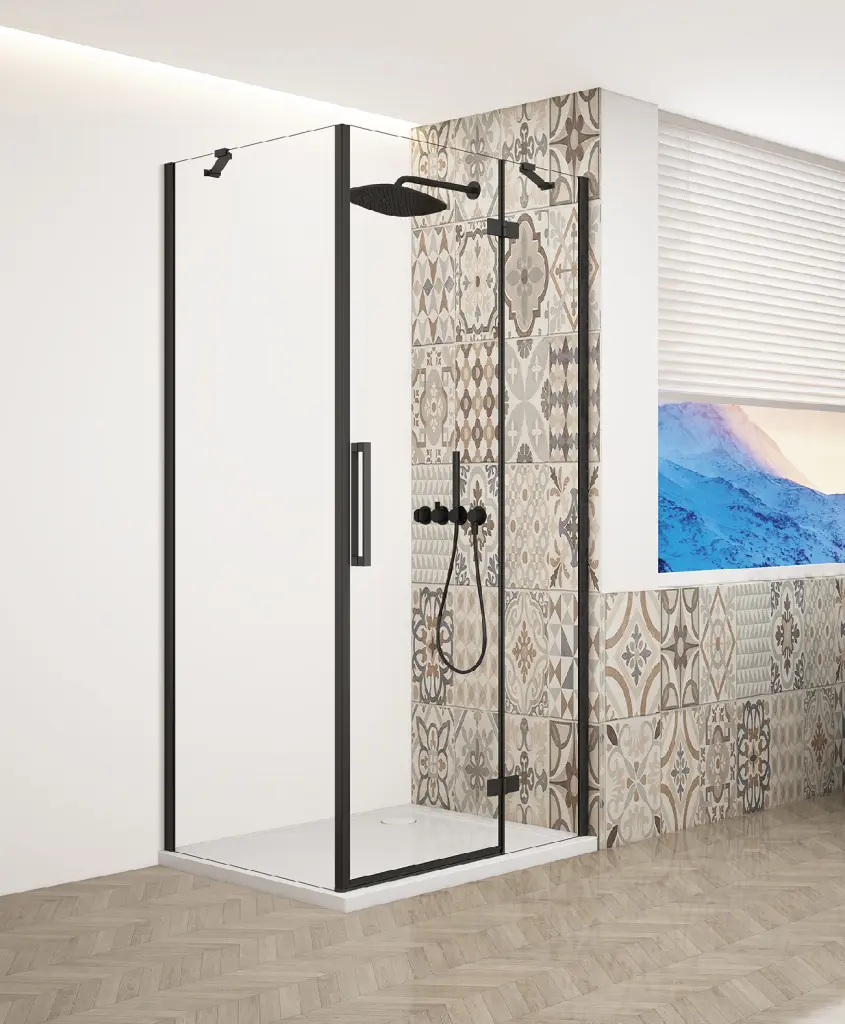 GELCO TRINITY BLACK čtvercový kout 1200x1200 pravý, čiré sklo, GT5612-12CR-B GT5612-12CR-B