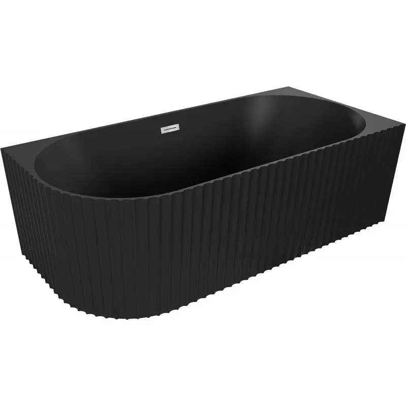 MEXEN/S Gia volně stojící rohová vana reliéf pravá 170 x 80, černá mat, sifon a přepad chrom 52701708071P-01