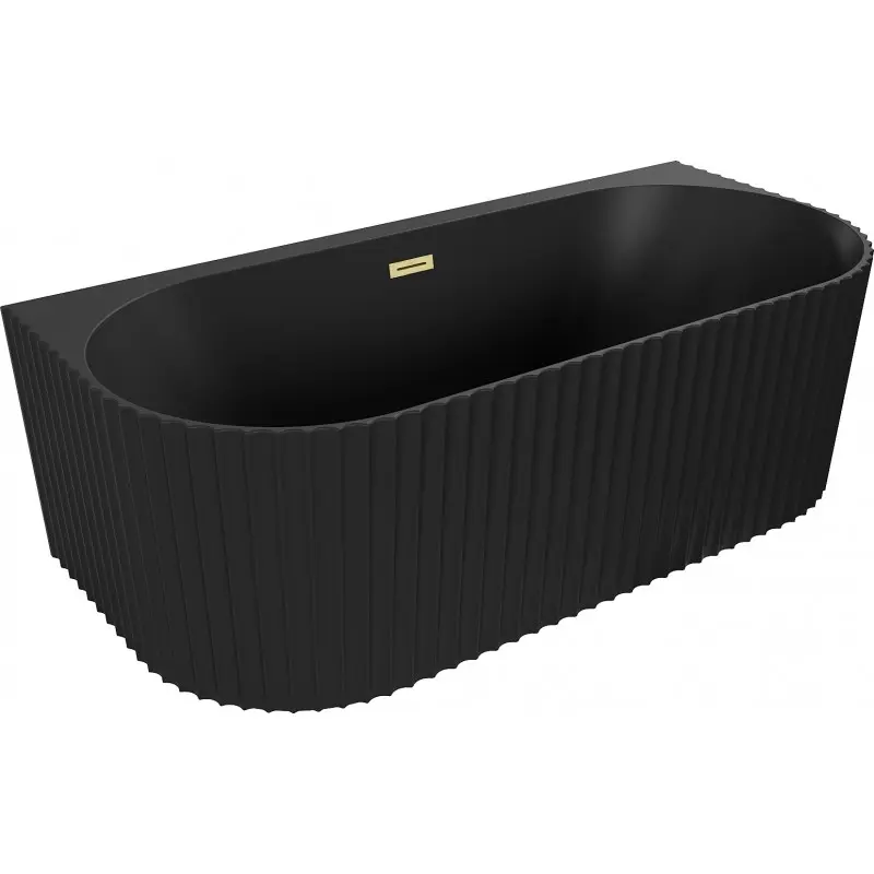 MEXEN/S Sella volně stojící vana nástěnná reliéf 170 x 80, černá mat, sifon a přepad zlatá kartáčovaná 52711708071-55