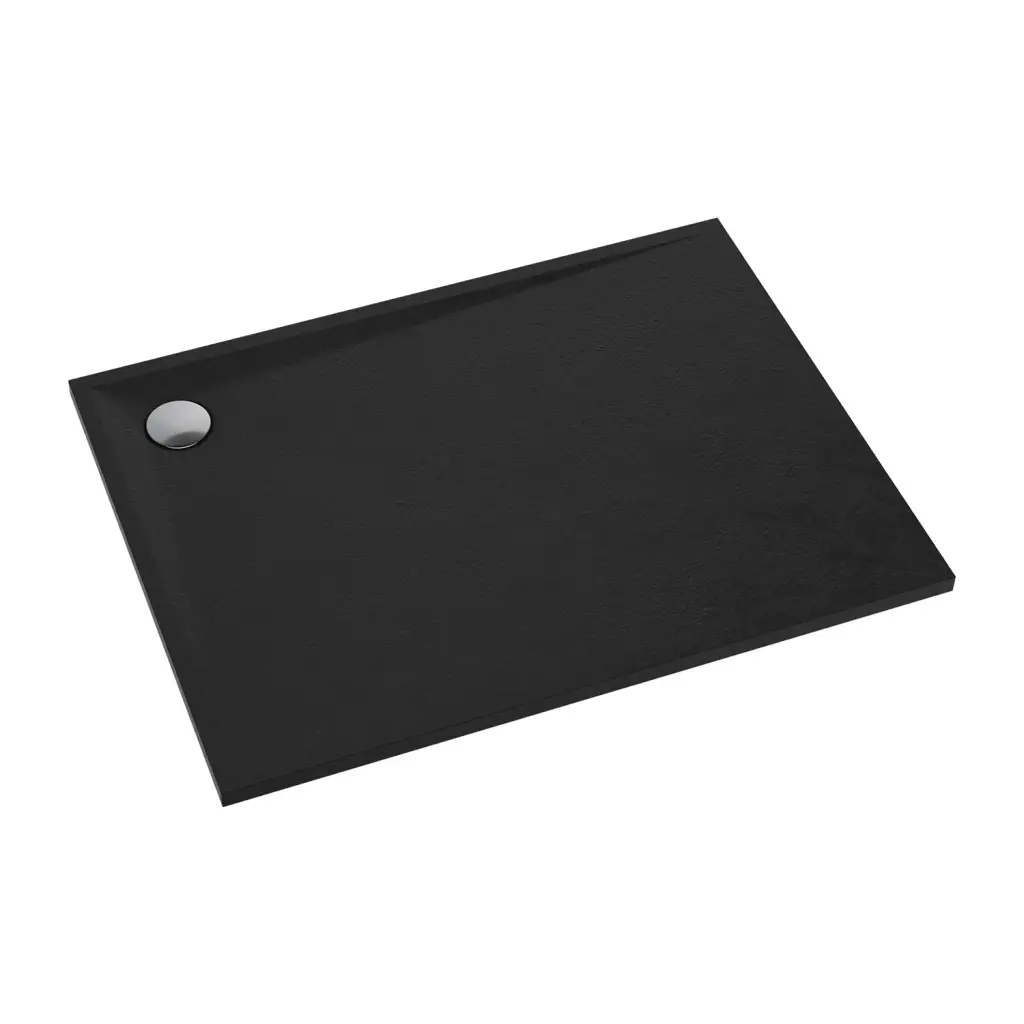 OMNIRES STONE obdélníková sprchová vanička s kamennou strukturou, 90 x 100 cm černá mat /BLM/ STONE90/100BL