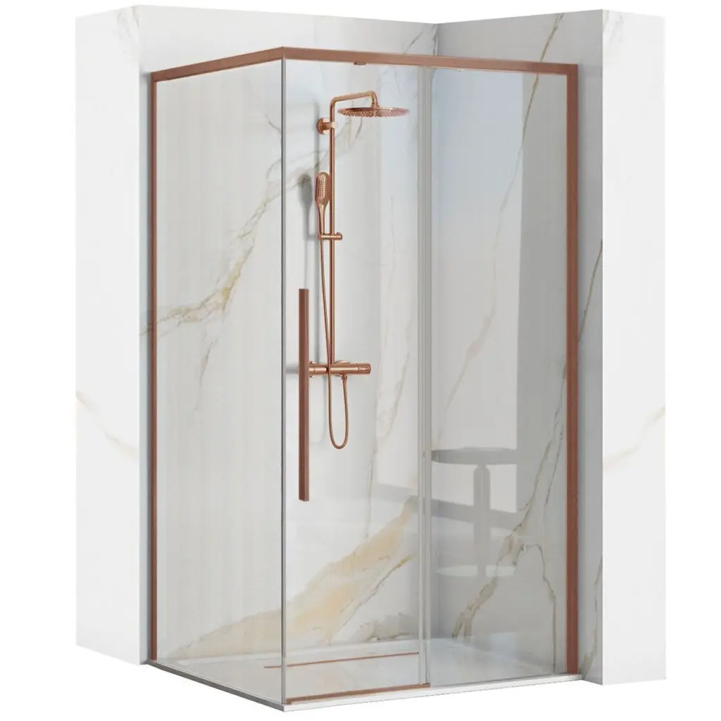REA/S Sprchový kout SOLAR Copper Brush 90x90 Se sprchovou vaničkou Savoy KPL-96011