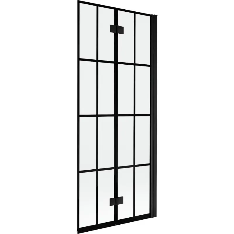 MEXEN MIST vanová zástěna 80x150 cm 6mm 2-s, černá, dekor, pravá 8A9-080-002-70-77-P