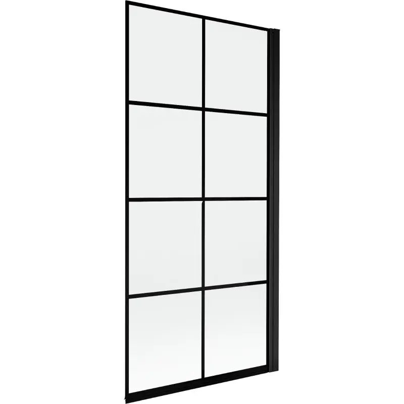 MEXEN MIST vanová zástěna 90x150 cm 6mm 1-s, černá, dekor, pravá 8A9-090-001-70-77-P