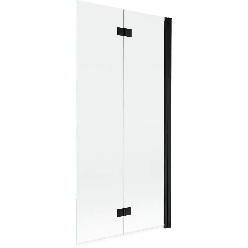 MEXEN MIST vanová zástěna 90x150 cm 6mm 2-s, černá, čirá, pravá 8A9-090-002-70-00-P