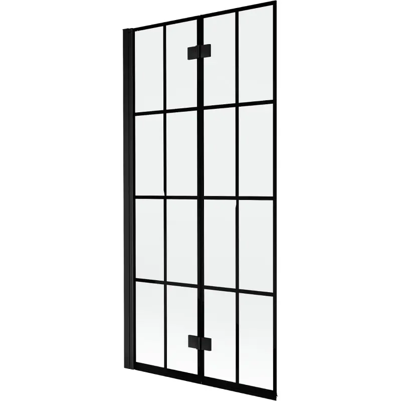 MEXEN MIST vanová zástěna 90x150 cm 6mm 2-s, černá, dekor, levá 8A9-090-002-70-77-L