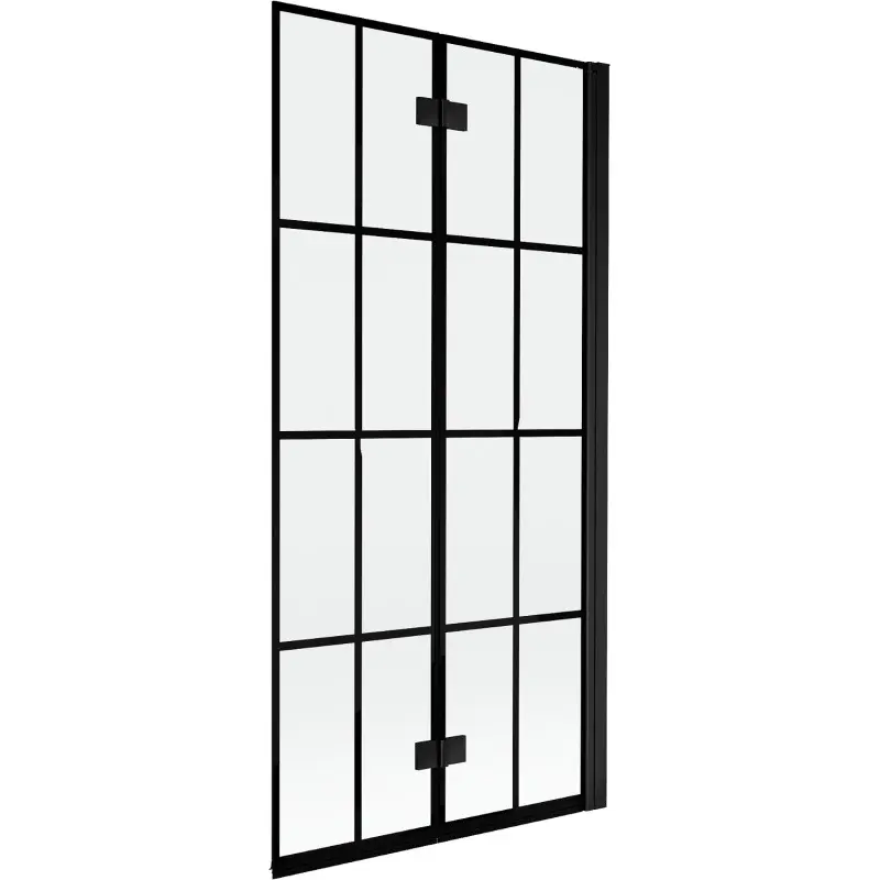 MEXEN MIST vanová zástěna 90x150 cm 6mm 2-s, černá, dekor, pravá 8A9-090-002-70-77-P