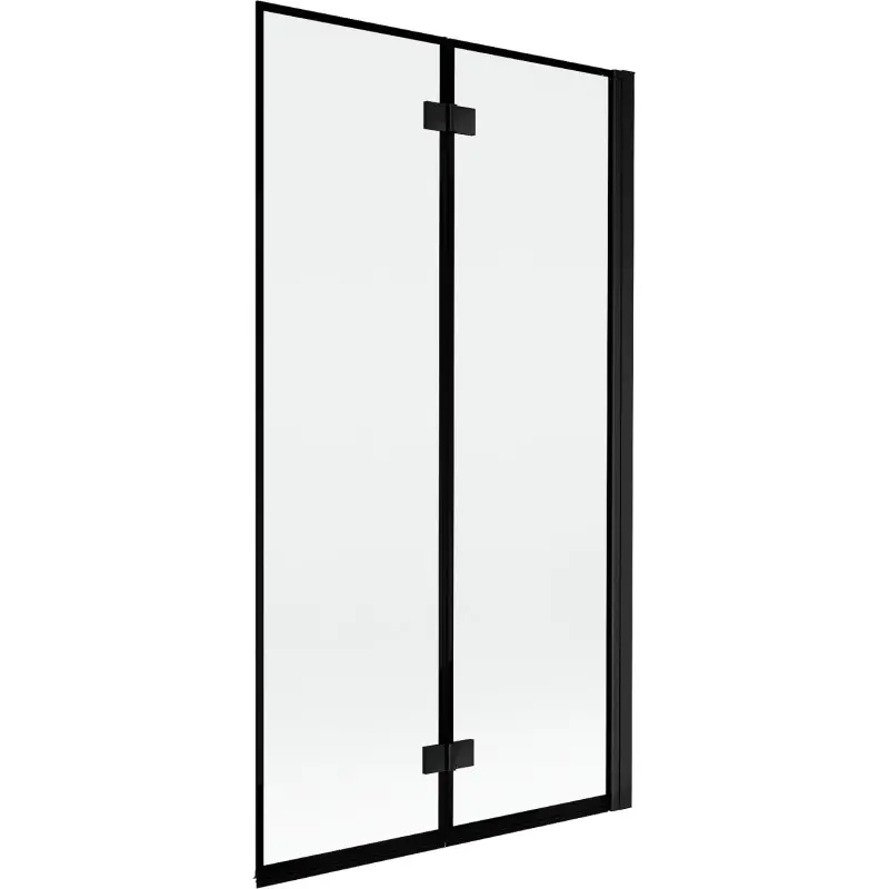 MEXEN MIST vanová zástěna 100x150 cm 6mm 2-s, černá, okraj, pravá 8A9-100-002-70-70-P