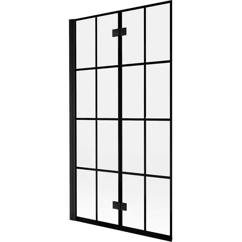 MEXEN MIST vanová zástěna 100x150 cm 6mm 2-s, černá, dekor, levá 8A9-100-002-70-77-L