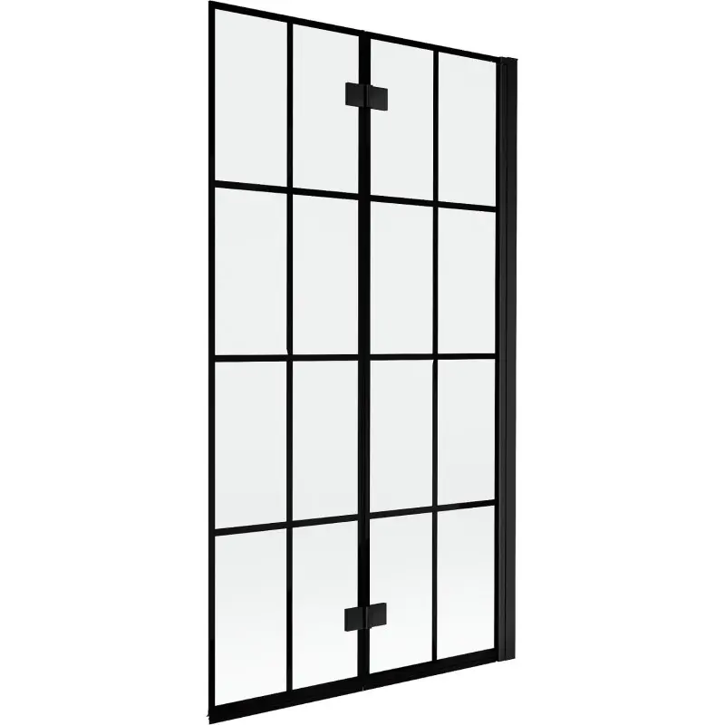 MEXEN MIST vanová zástěna 100x150 cm 6mm 2-s, černá, dekor, pravá 8A9-100-002-70-77-P