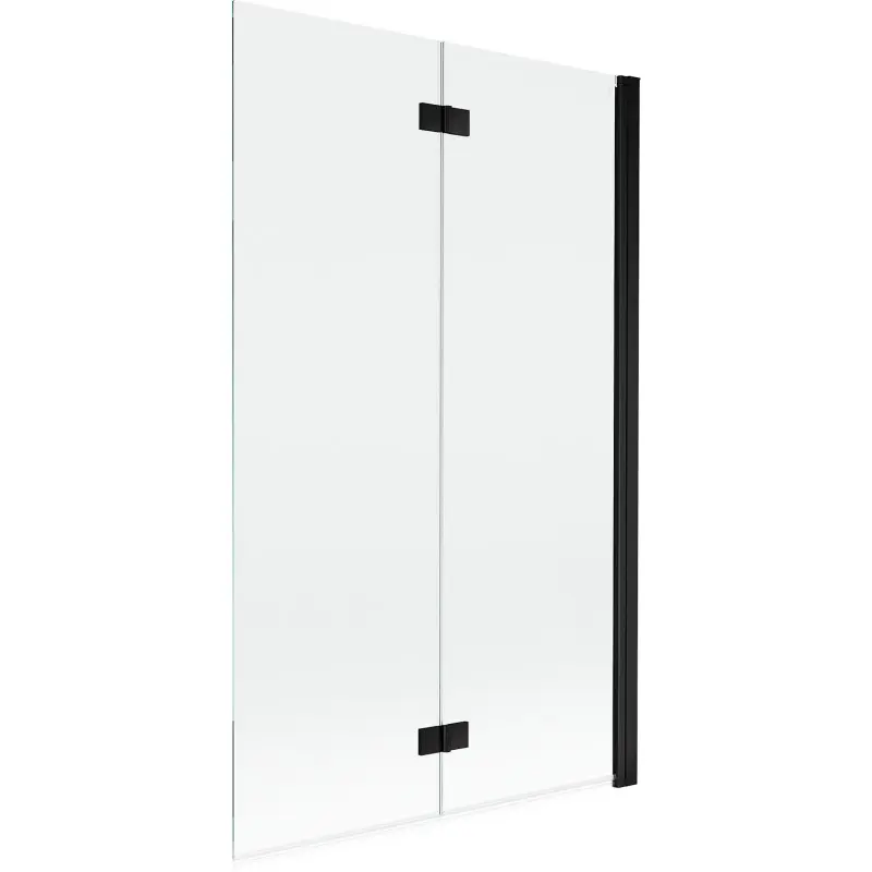 MEXEN MIST vanová zástěna 110x150 cm 6mm 2-s, černá, čirá, pravá 8A9-110-002-70-00-P