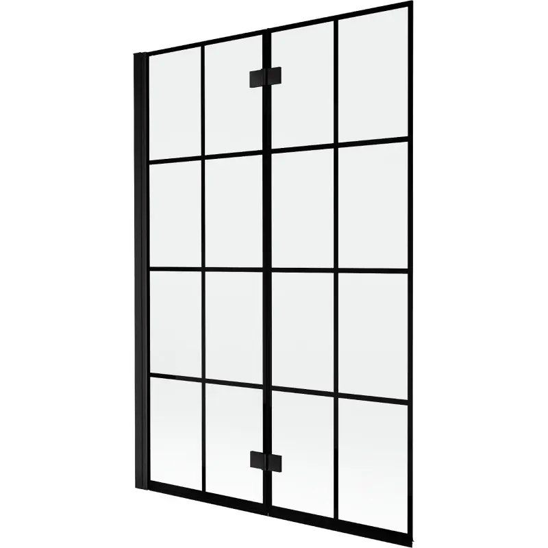 MEXEN MIST vanová zástěna 120x150 cm 6mm 2-s, černá, dekor, levá 8A9-120-002-70-77-L