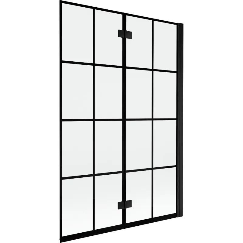MEXEN MIST vanová zástěna 120x150 cm 6mm 2-s, černá, dekor, pravá 8A9-120-002-70-77-P