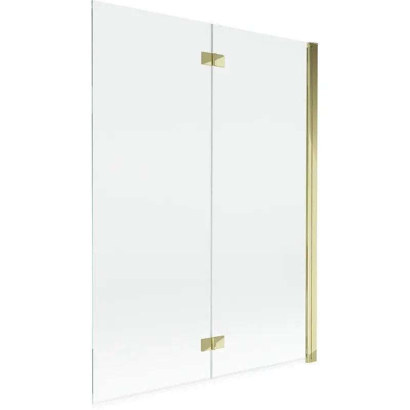 MEXEN MIST vanová zástěna 130x150 cm 6mm 2-s, zlatá, čirá, pravá 8A9-130-002-50-00-P