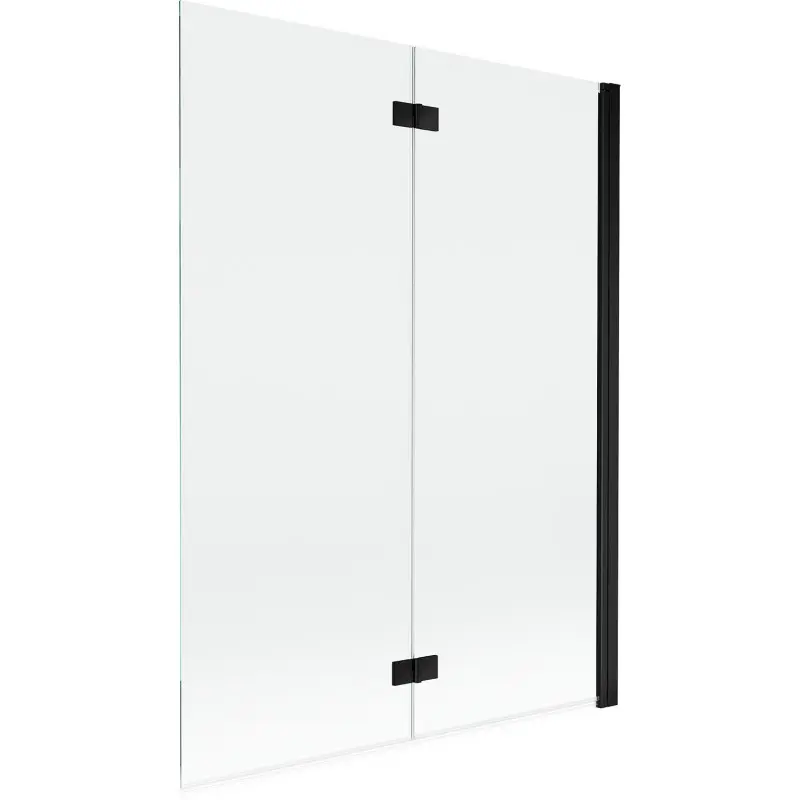 MEXEN MIST vanová zástěna 130x150 cm 6mm 2-s, černá, čirá, pravá 8A9-130-002-70-00-P