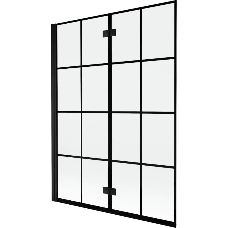 MEXEN MIST vanová zástěna 130x150 cm 6mm 2-s, černá, dekor, levá 8A9-130-002-70-77-L