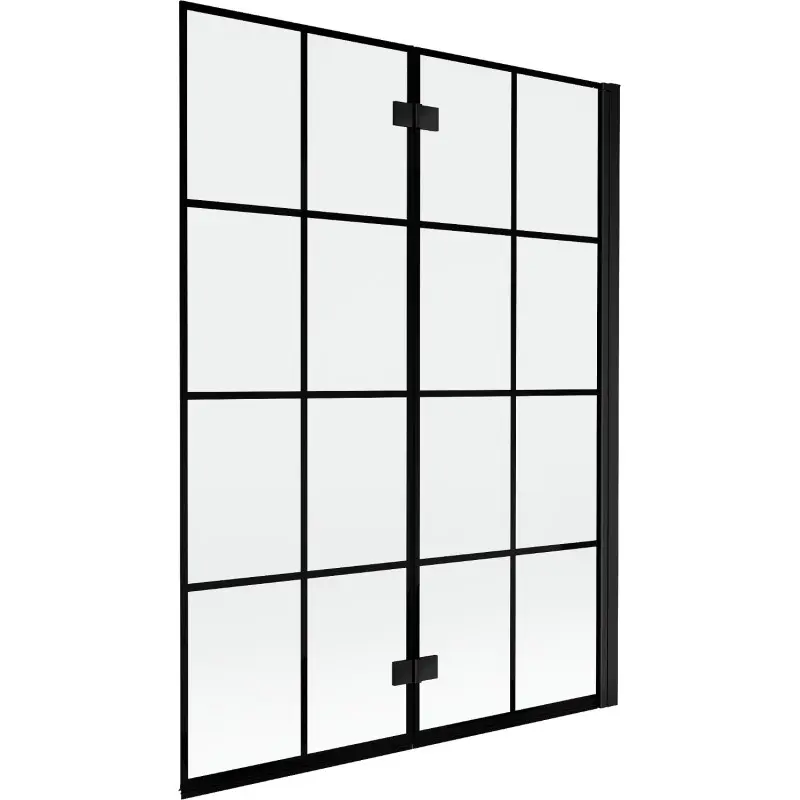 MEXEN MIST vanová zástěna 130x150 cm 6mm 2-s, černá, dekor, pravá 8A9-130-002-70-77-P