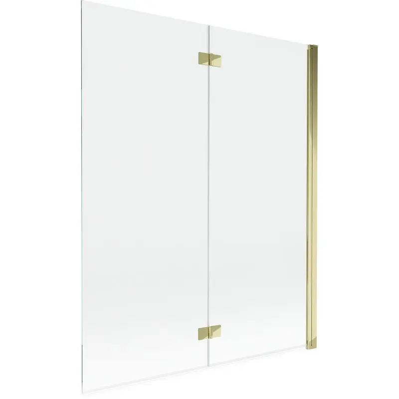 MEXEN MIST vanová zástěna 140x150 cm 6mm 2-s, zlatá, čirá, pravá 8A9-140-002-50-00-P